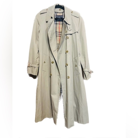 Burberry Light Tan Trench Coat with Check Lining - Picture 1 of 7